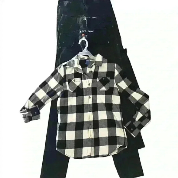 Lot of 4 items boys size 16 youth 16 skinny jeans flannel Childrens place arizon - Picture 1 of 6